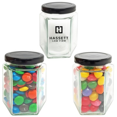 6 Oz. Hexagon Small Glass Jar - Empty