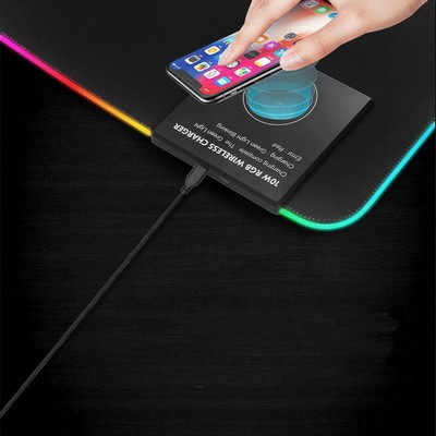 Wireless Charging Gaming Mouse Pad w/LED Indicator Light