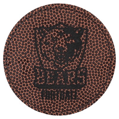 Round Engraved Football Patch with Adhesive, Faux Leather, 3" diameter