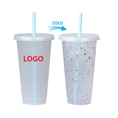 24 Oz. Reusable Glitter Tumbler w/Straw