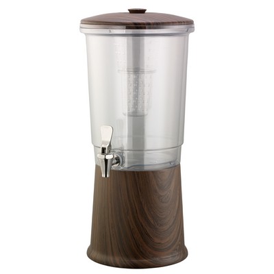 Elite Dark Wood Brown Double-Wall Cold Beverage Dispenser