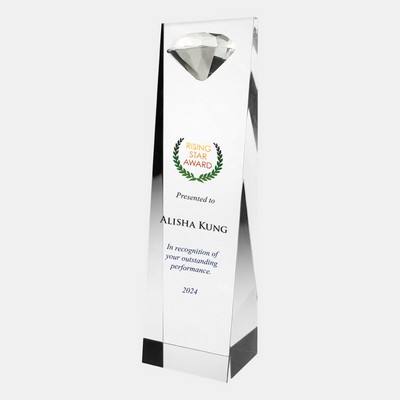 Color Imprinted Embedded Diamond Crystal Award (L)