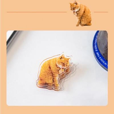 Cute Cat Shaped Acrylic Album Memo Clip Bag Binder Sealing Clip Food Bag Clamp-Two Sides Imprint