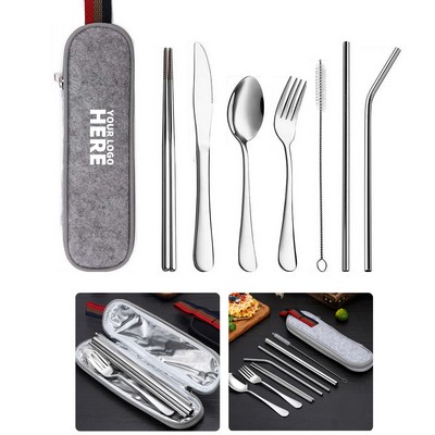 Portable Silverware Set With Case