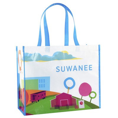 Custom Full-Color Laminated Non-Woven Promotional Tote Bag 17"x14"x7"