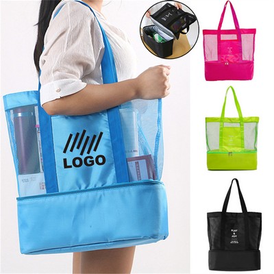 Mesh Beach Tote Cooler Insulated Pool Bag