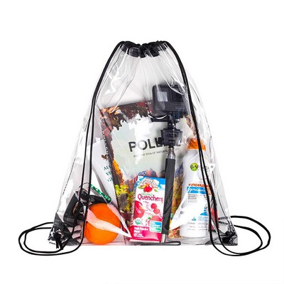 Waterproof Clear Vinyl Stadium Drawstring Backpack