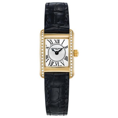 Frederique Constant® Ladies' FC Classic Quartz Black Leather Strap Watch w/Silver-Tone Dial