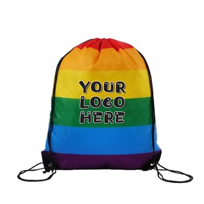 Jumbo Rainbow Drawstring Backpack