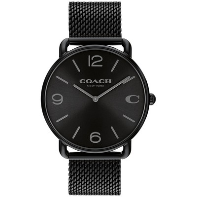 Coach® Gentleman's Black IP Case Watch w/Mesh Bracelet