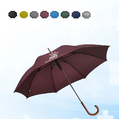 48" Automatic Golf Umbrella With Wooden Handle