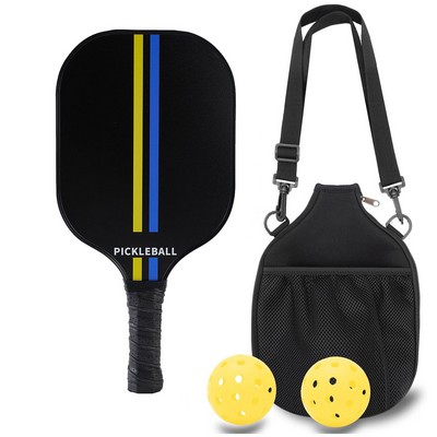 Carbon Fiber Pickleball Racket Paddle & Ball Set w/ Shoulder Bag