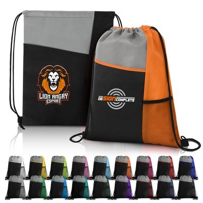 Mesh Pocket Drawstring Backpacks ( 13" x 17" )