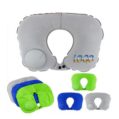 U Shaped Air Pump Inflatable Neck Pillow