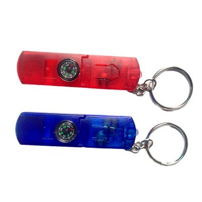 Whistle Keychain Light With Compass