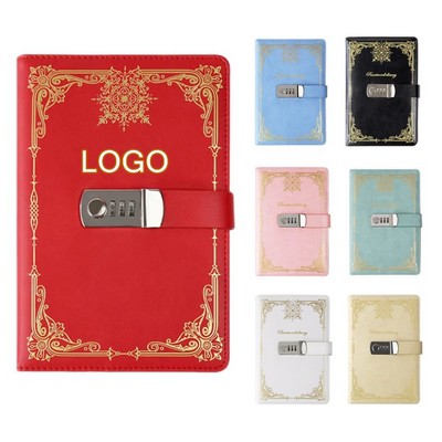 PU Leather A5 Notebook w/ Lock