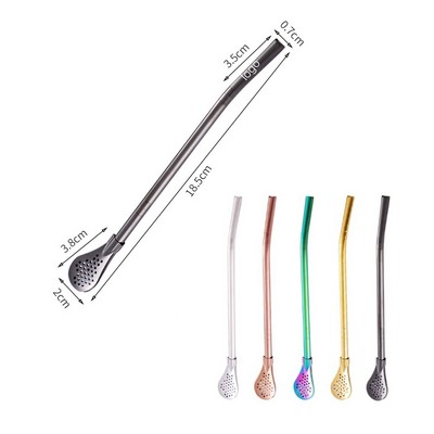 Stainless Steel Straw Spoon With Filter