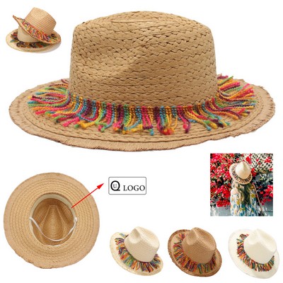 Women'S Colorful Flow Sun Protective Wide Brim Straw Hats