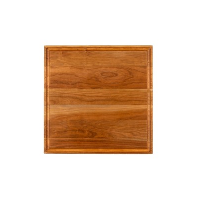 Cherry cutting board with juice groove 14-1/4x14-1/4x3/4