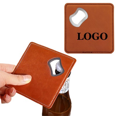 Leather Coaster With Bottle Opener