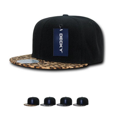 Decky Animal Print Snapback Cap w/Flat Bill