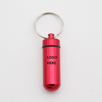 Portable Aluminum Pill Case Drug Container with Keychain