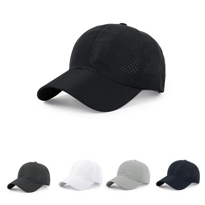 Stock Solid Color Quick Dry Poly 6-Panel Baseball Cap