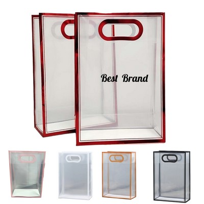 Frosted Clear Pvc Gift Bags With Handles