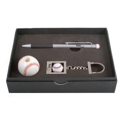 3D Baseball Metal Pen Chain Set w / Stand