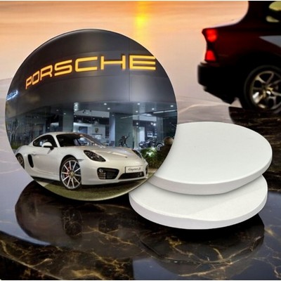 Semi-Gloss White Ceramic Car Coaster