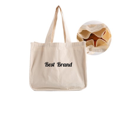 Canvas Grocery Shopping Tote Bags with 6 Inside Pockets