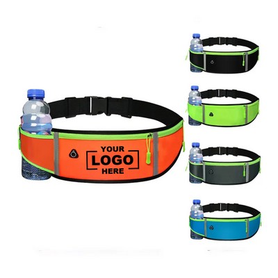 Waterproof Nylon Fanny Pack with Water Bottle Holder for Hiking