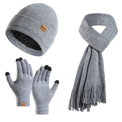 3 Pieces Hat Scarf Gloves Set