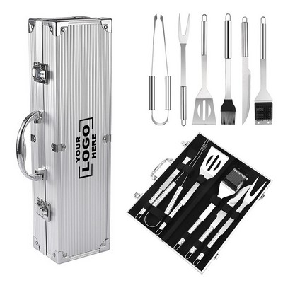 BBQ Grill Tool Set with Aluminum Case - 6 Pieces