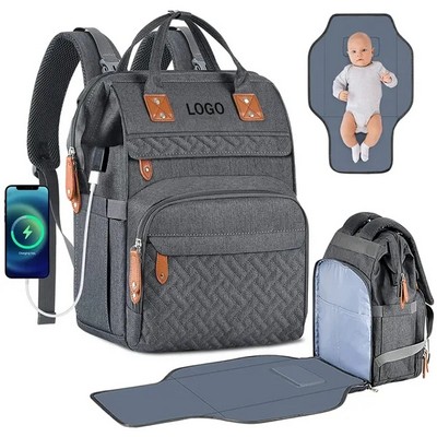 Diaper Bag Backpack with Changing Pad & USB Charger