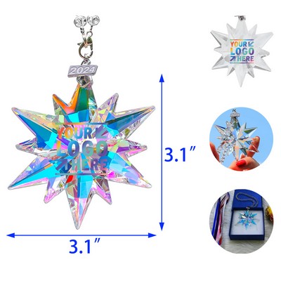 Christmas Ornaments Crystal Snowflake Star Sparkly Crystal Ornaments