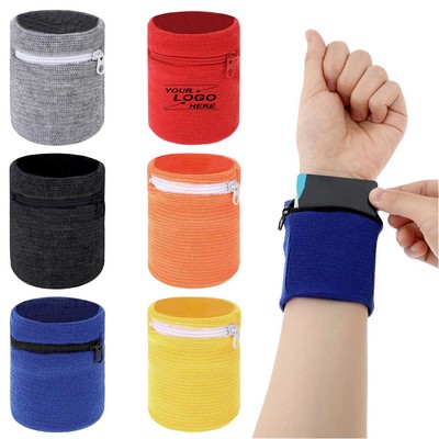 Cotton Wristband with Zipper Pocket