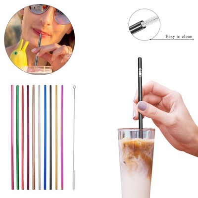 9.48 Inch Straight Metal Straw With Brush