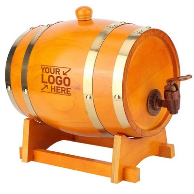 3L Medium Wooden Whiskey Aging Barrel Dispenser w/ Stand