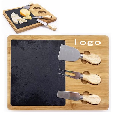 Slate Rectangle Cheese Set With Three Tools