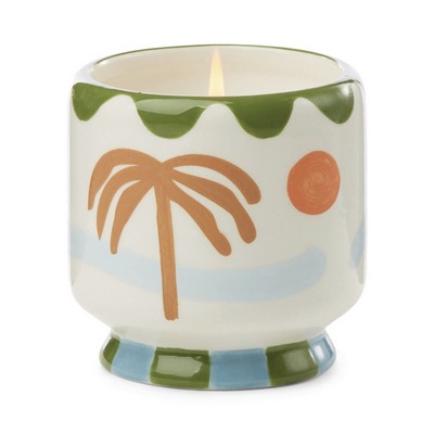 A Dopo 8 Oz Handpainted "Palm Tree" Ceramic Candle - Lush Palms