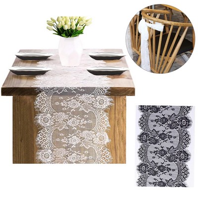 Lace Table Runner 14*118 In White Classy for Rustic Wedding