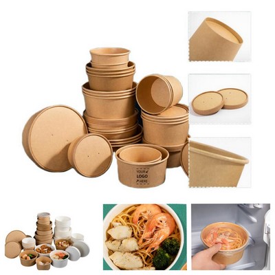 12 oz. Disposable Paper Soup Containers Food Cups with Lids