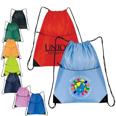 Nylon Zippered Drawstring Backpack