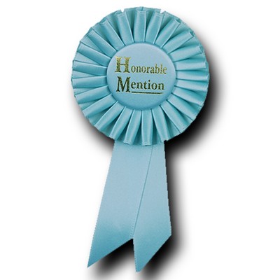 2 Streamer Honorable Mention Rosette Ribbon w/ Satin Button