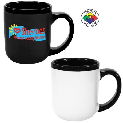 17 Oz. White/Black Gloss 2 Tone Las Vegas Mug - Precision Spot Color