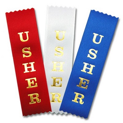 1-5/8"x6" Vertical Usher Stock Title Ribbon