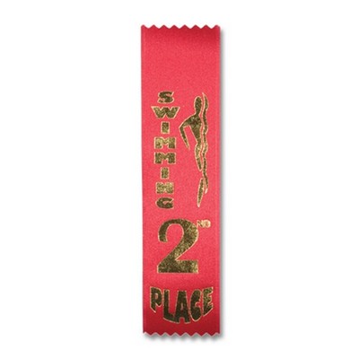 2"x8" 2nd Place Stock Swimming Lapel Event Ribbon