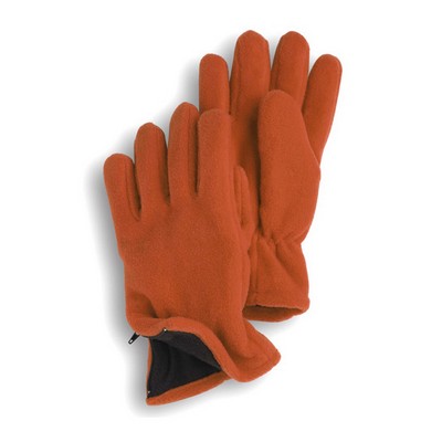 Orange Fleece Zipper Gloves