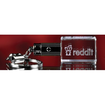 Rectangular Crystal Keychain w/ White LED